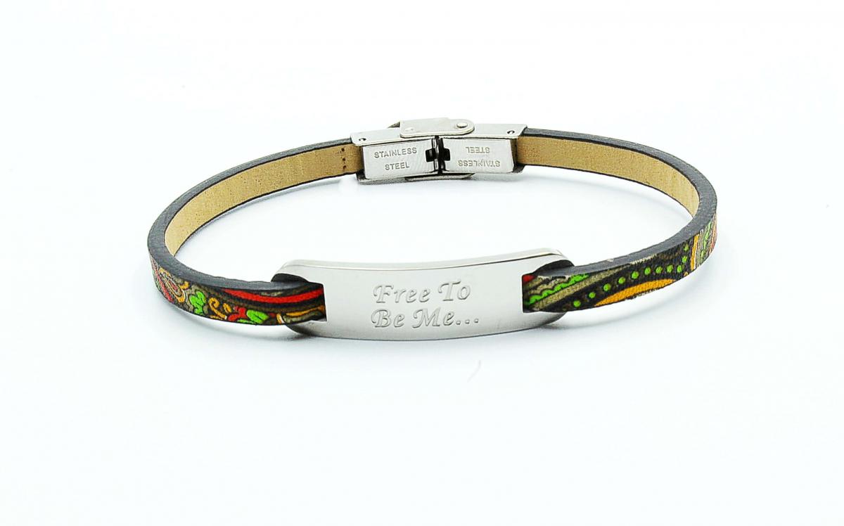 Inspirational Bracelet - Ethnic Leather & Steel Customised.