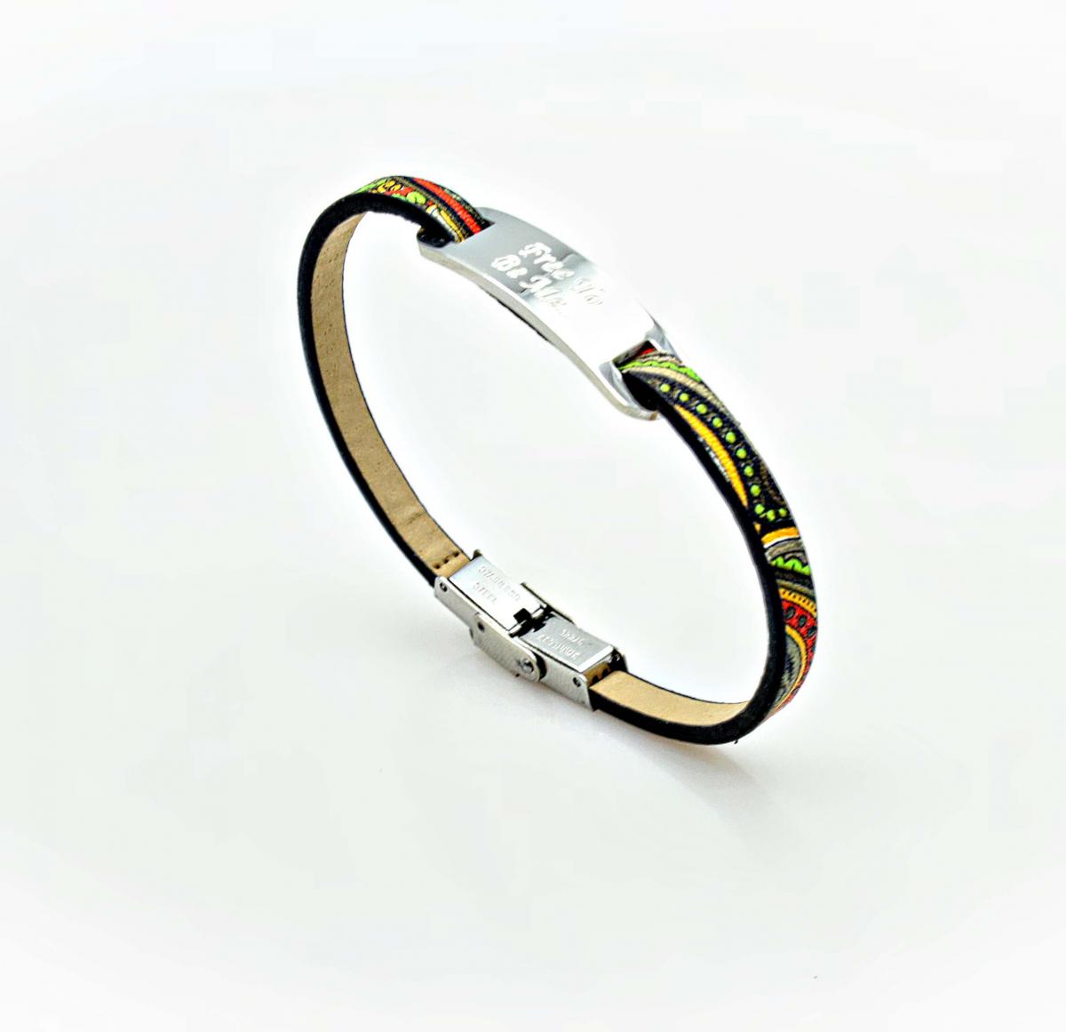 Inspirational Bracelet - Ethnic Leather & Steel Customised.