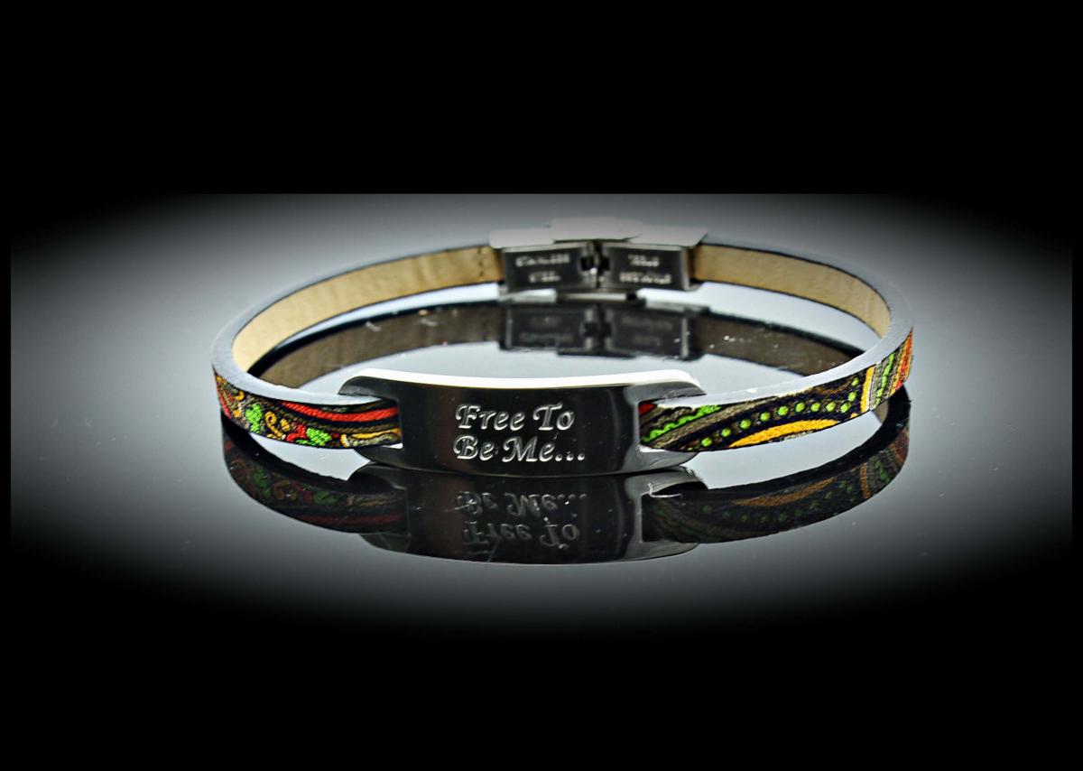 Inspirational Bracelet - Ethnic Leather & Steel Customised.