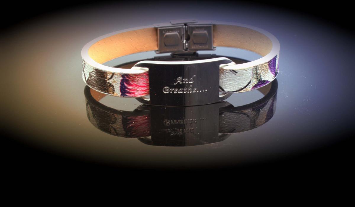 Inspirational Bracelet - Flower Leather & Steel Customised.