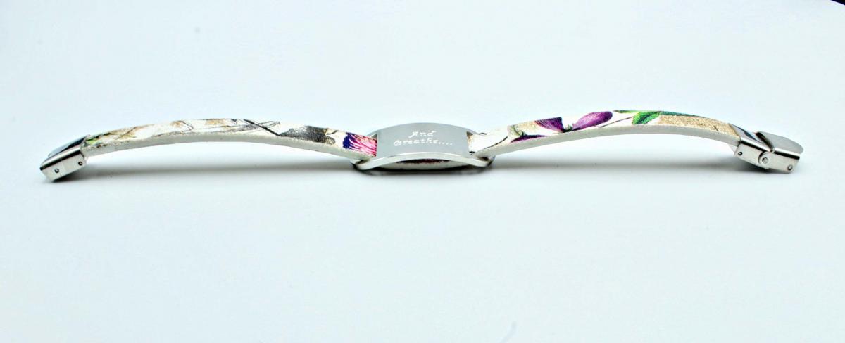 Inspirational Bracelet - Flower Leather & Steel Customised.