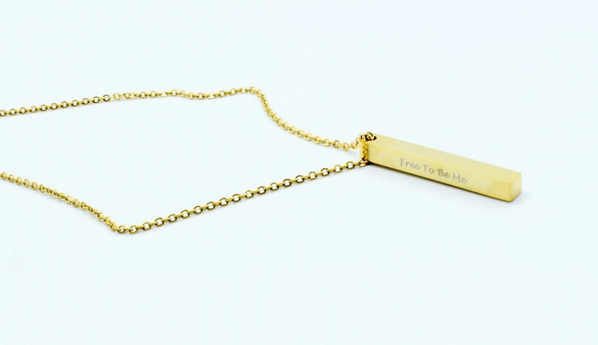 Inspirational Quote Ingot Bar Necklace - Free To Be Me