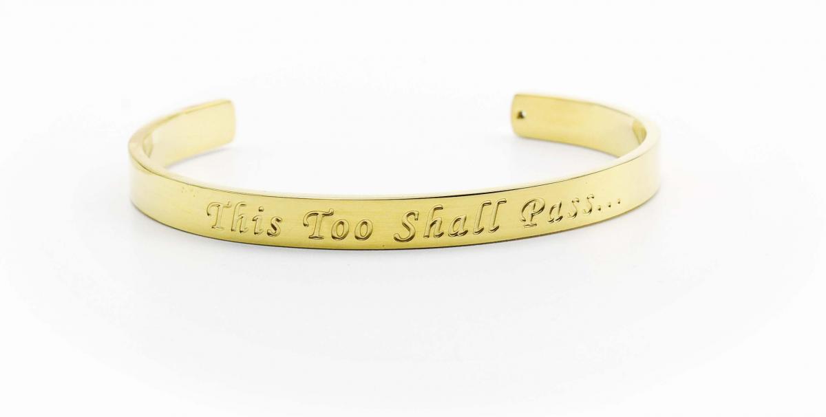 Gold Stainless Steel Cuff Bangle  With Your Chosen EWE Mantra