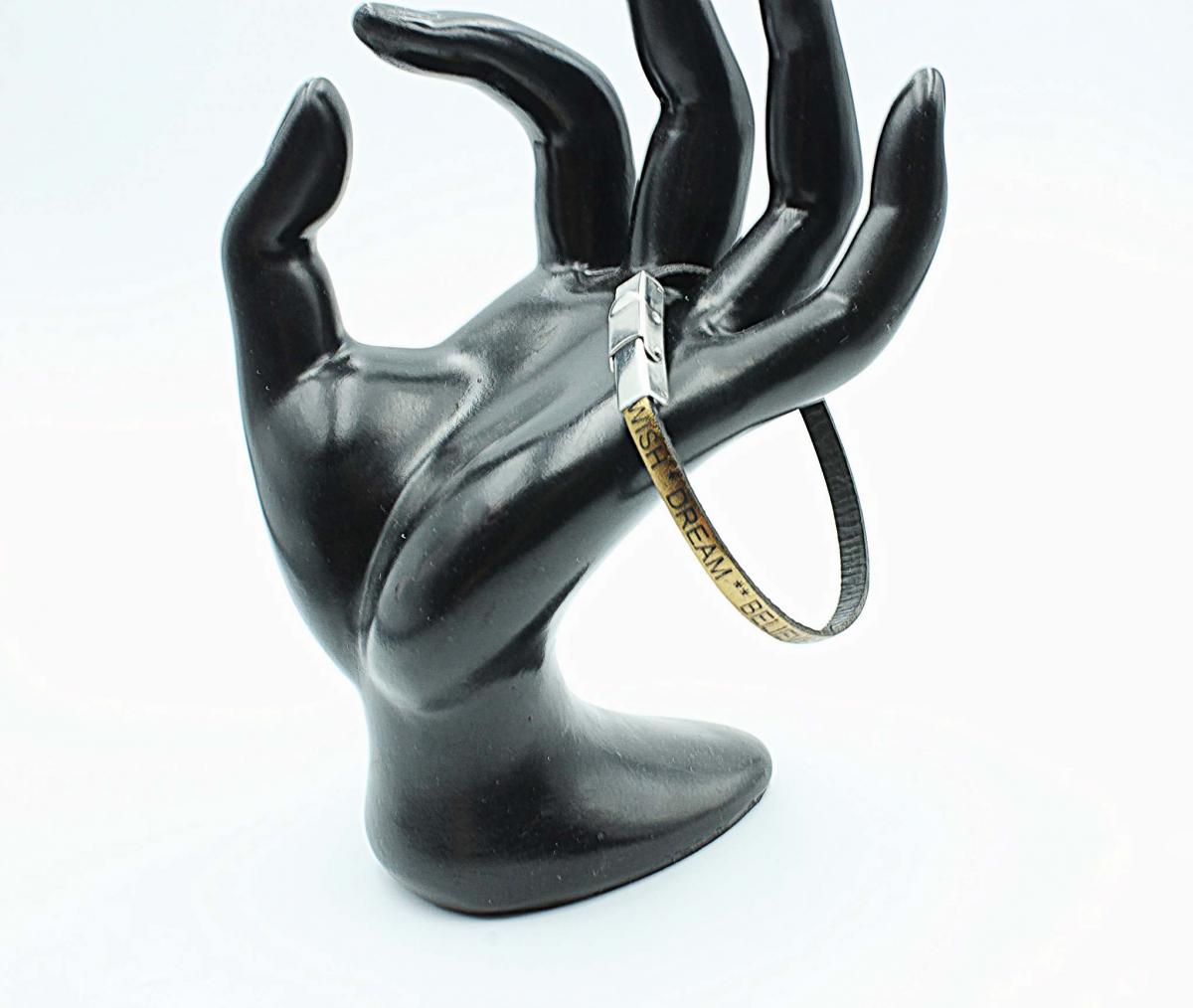Inspirational Mantra Bracelet Metallic Gold - Wish, Dream, Believe