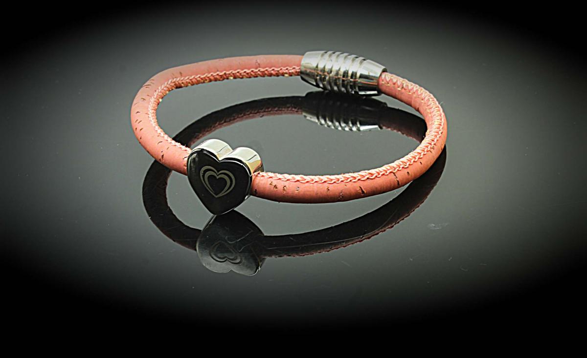 Heart On Heart Cork Leather Custom Bracelet