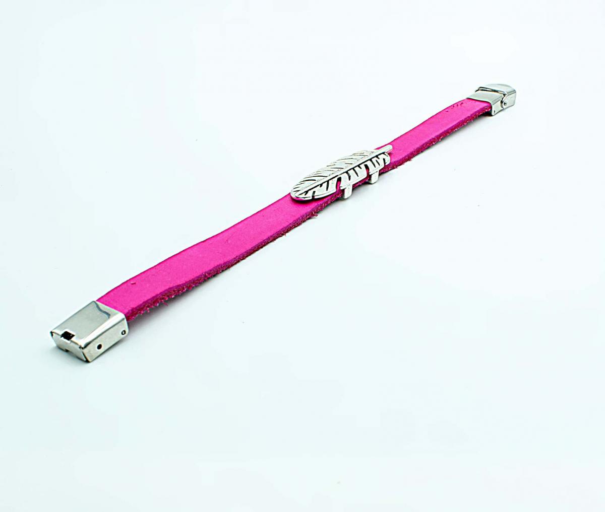 Hot Pink Inspirational Leather Bracelet Customised.