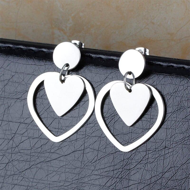 Drop Double Heart Earrings