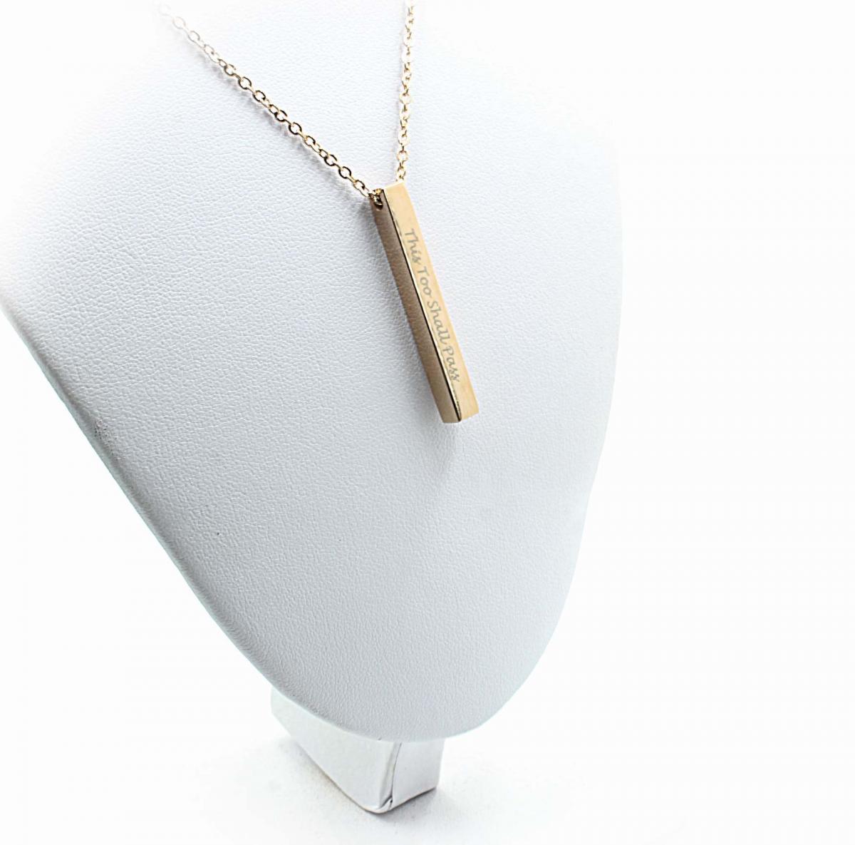 This too Shall Pass Ingot Bar message Necklace