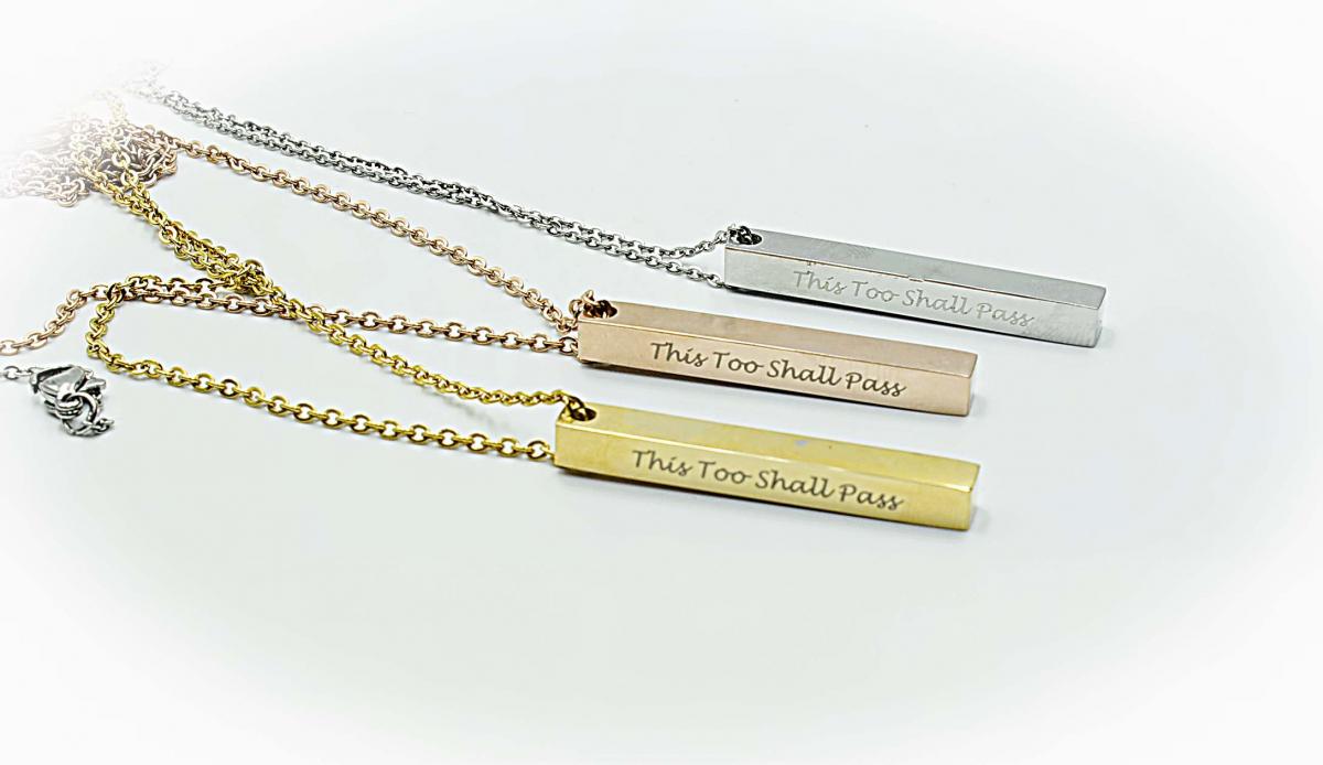 This too Shall Pass Ingot Bar message Necklace