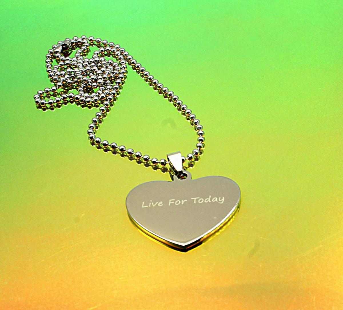 Live For Today Heart Shaped Stainless Steel Pendant