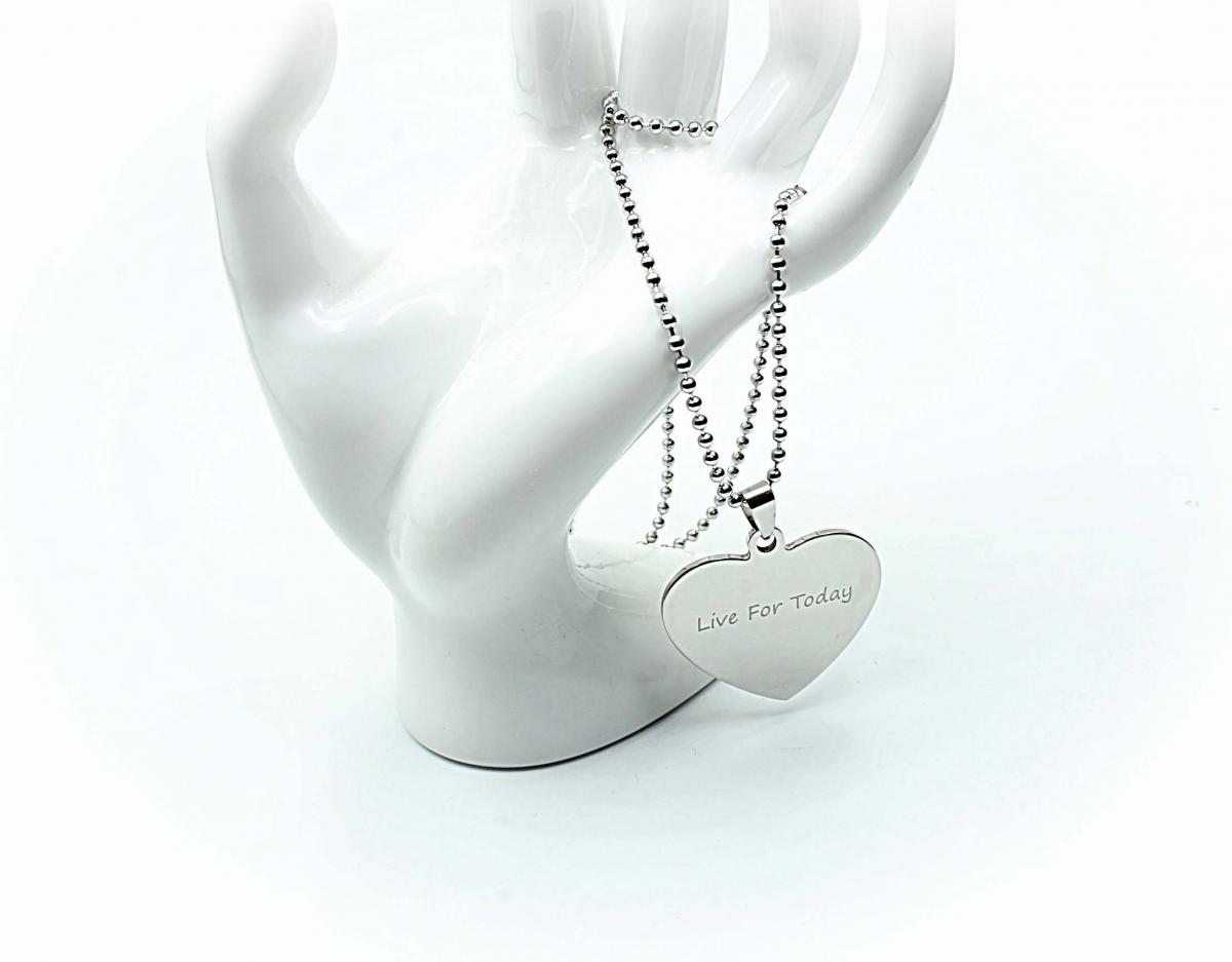 Live For Today Heart Shaped Stainless Steel Pendant