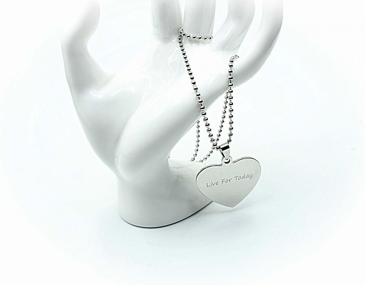 Live For Today Heart Shaped Stainless Steel Pendant