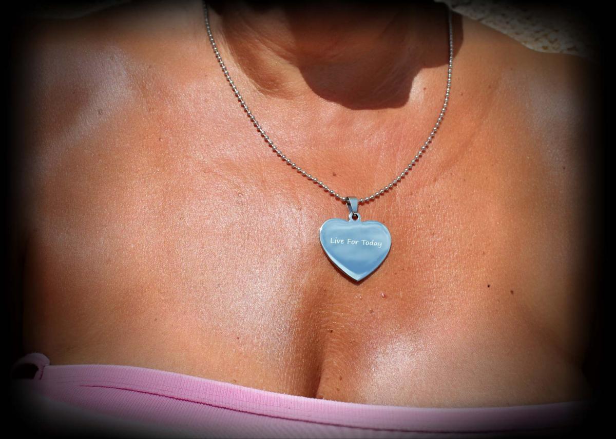 Live For Today Heart Shaped Stainless Steel Pendant