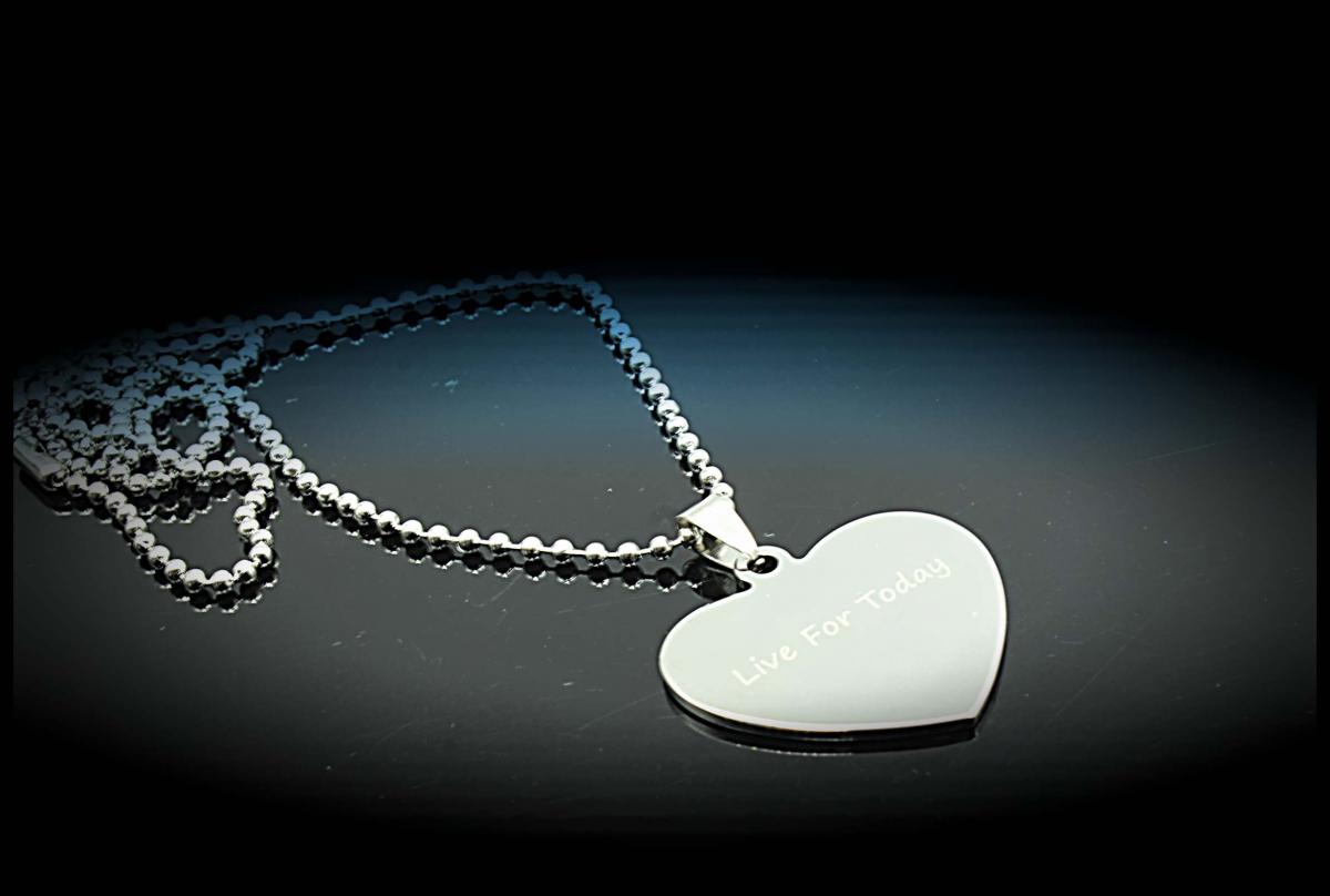 Live For Today Heart Shaped Stainless Steel Pendant