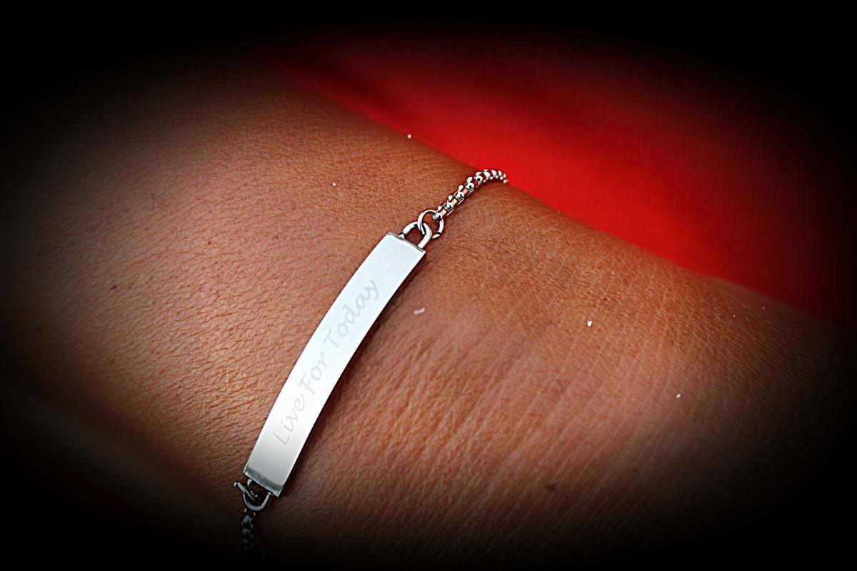 Live For Today Adjustable Bracelet In Stainless Steel