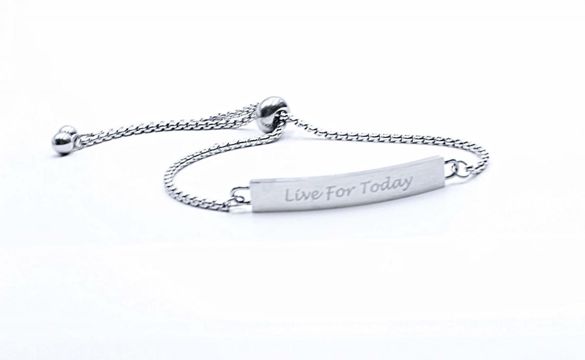 Live For Today Adjustable Bracelet In Stainless Steel