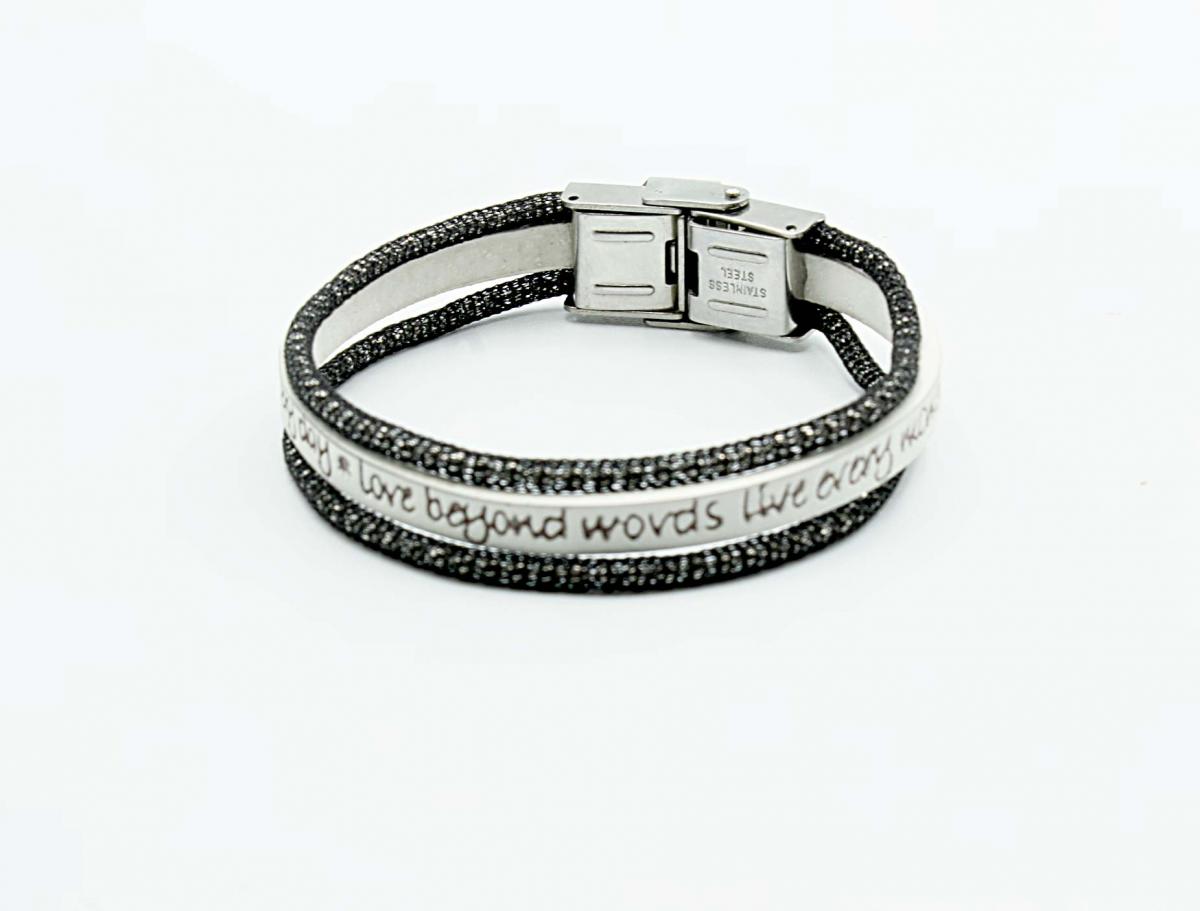 Triple Layer Leather & Chain Inspirational Bracelet