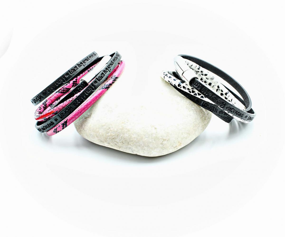 Wrap Around Double Layer Snakeskin Inspirational Bracelet