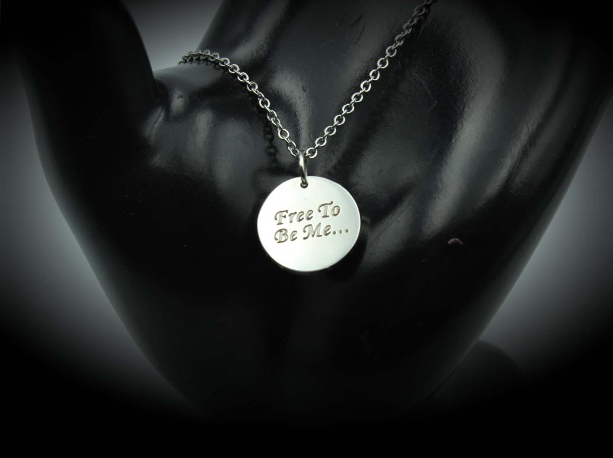 Inspirational Round Tag Mantra Necklace