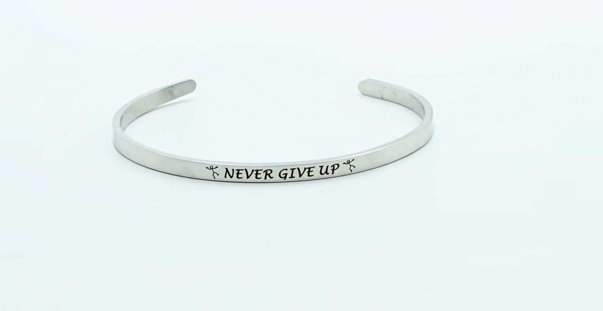 Inspirational Unisex Bangle - Never Give Up