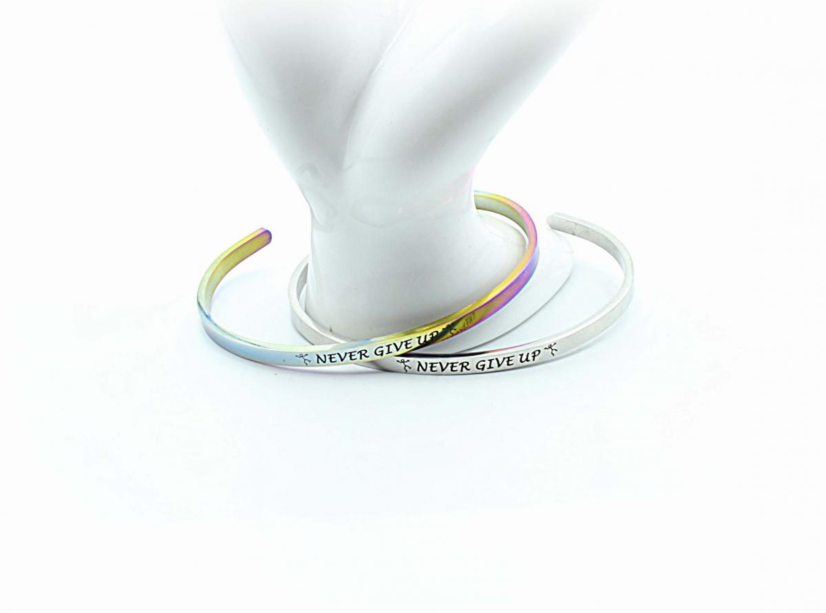 Inspirational Unisex Bangle - Never Give Up