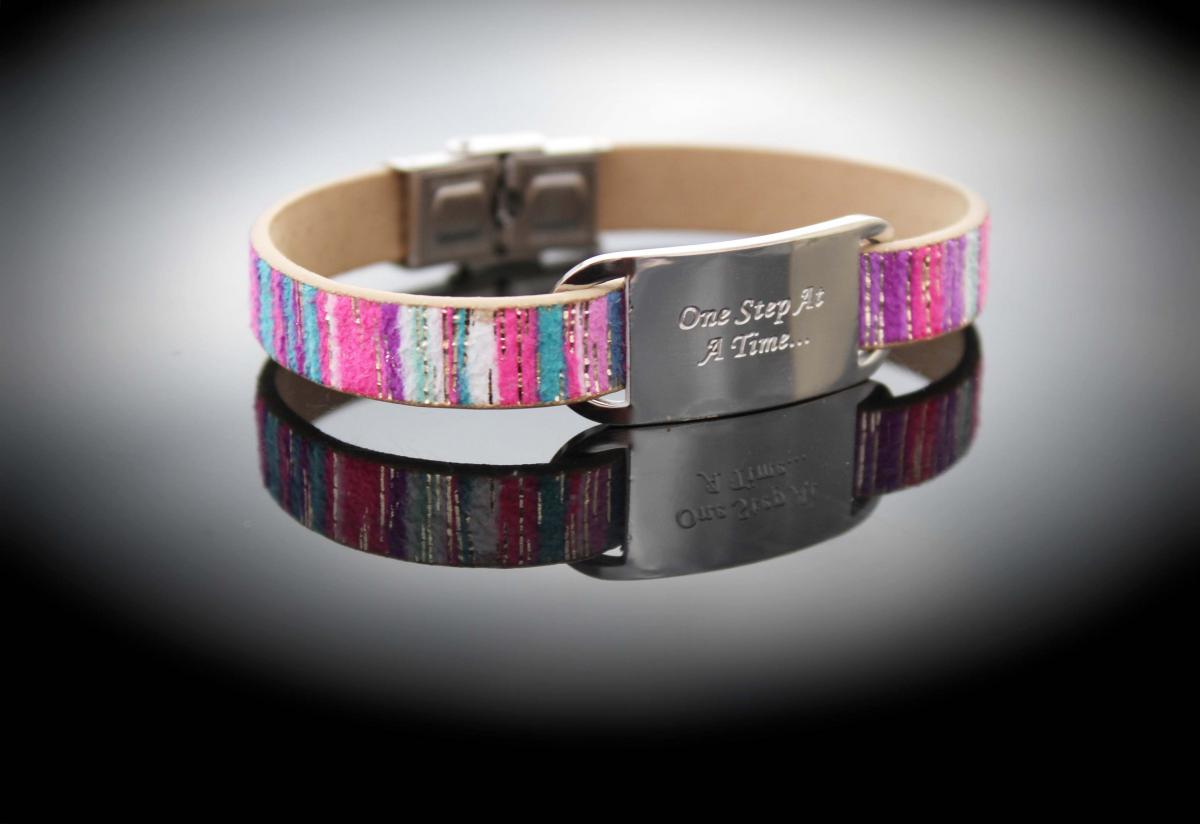 Inspirational Bracelet - Kaleidoscope Leather & Steel Customised.