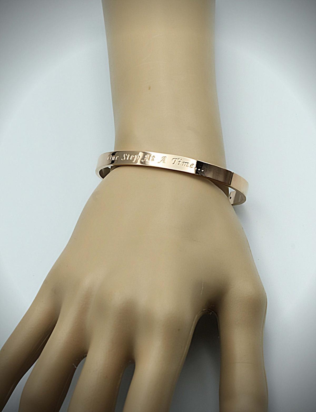 Rose Gold Stainless Steel Cuff Bangle  With Your Chosen EWE Mantra