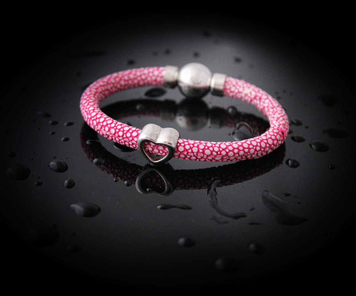 Pink Stingray Heart Of Steel Bracelet