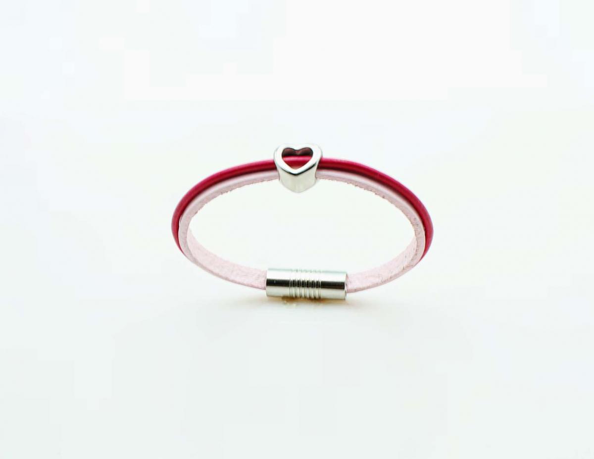 Raspberry Ripple Love Heart Bracelet