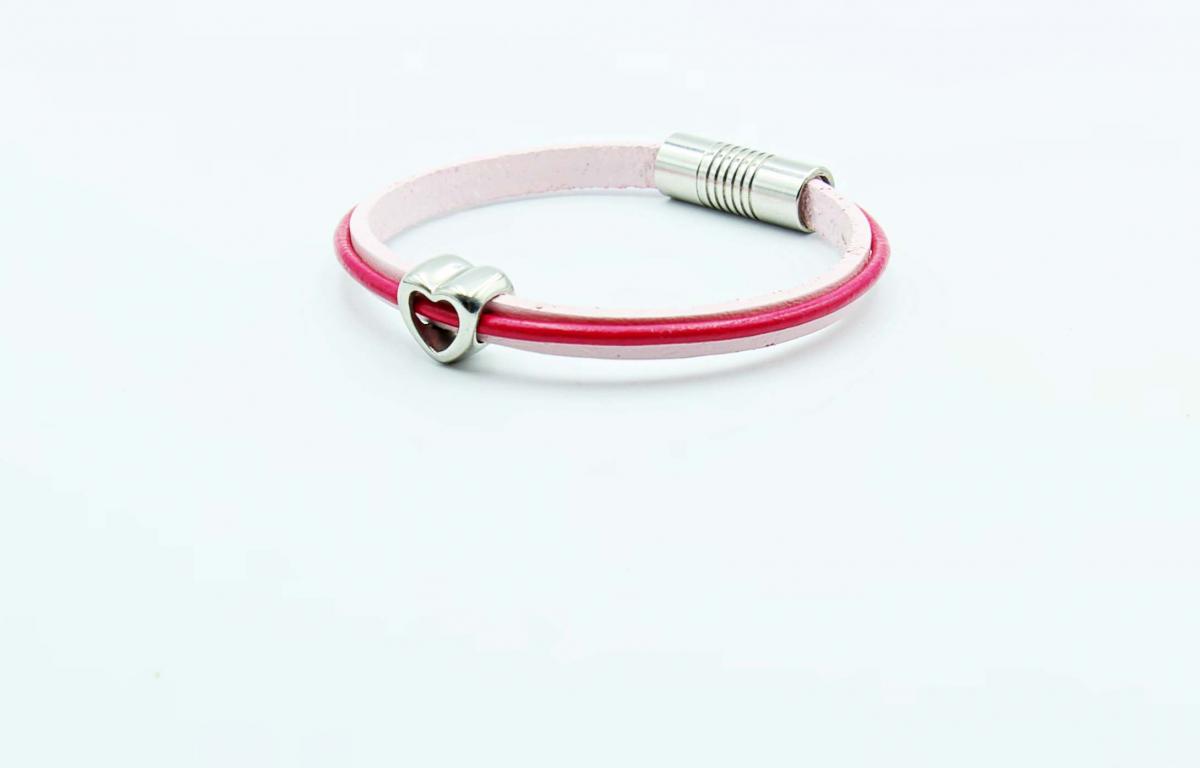 Raspberry Ripple Love Heart Bracelet