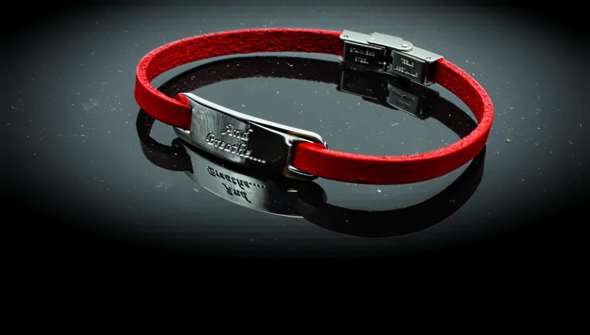 Inspirational Red Leather Bracelet - Genuine Leather Customised