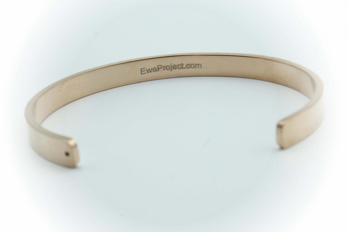 Rose Gold Stainless Steel Cuff Bangle With Your Chosen EWE Mantra