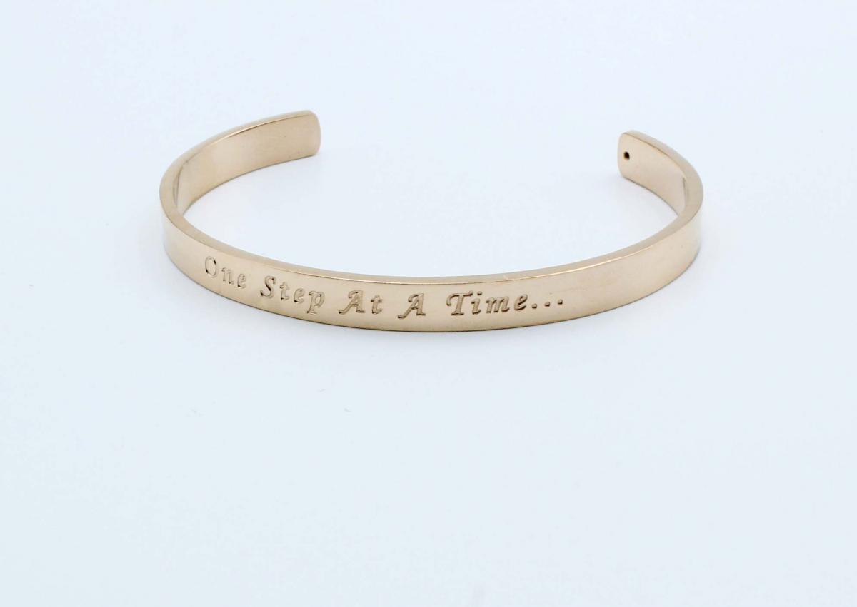 Rose Gold Stainless Steel Cuff Bangle  With Your Chosen EWE Mantra