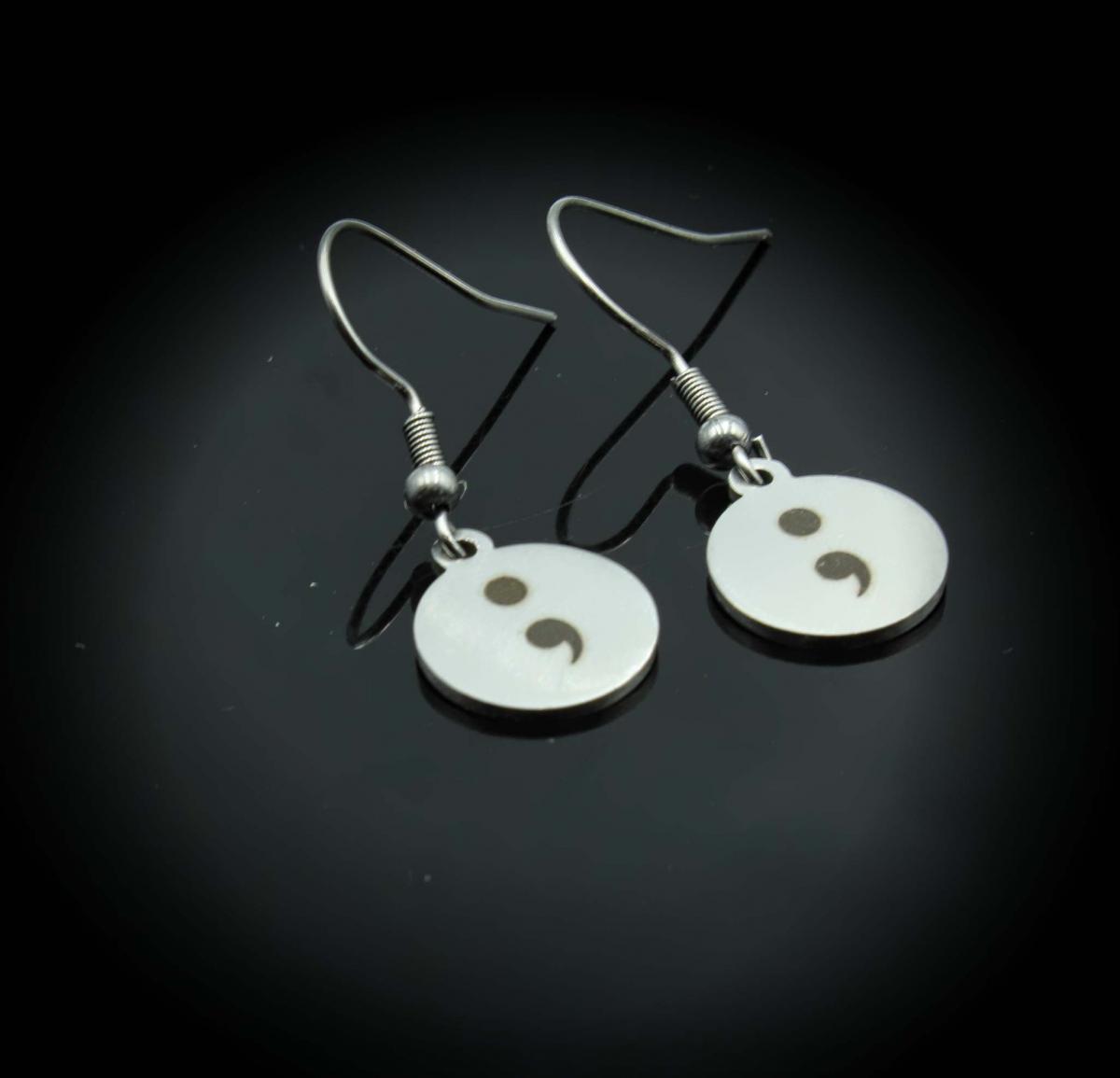 Semi Colon Mental Health Awareness Stainless Steel Earrings