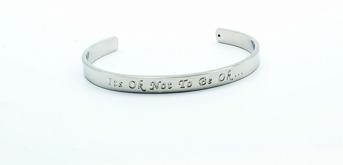 Silver Stainless Steel Cuff Bangle With Your Chosen EWE Mantra