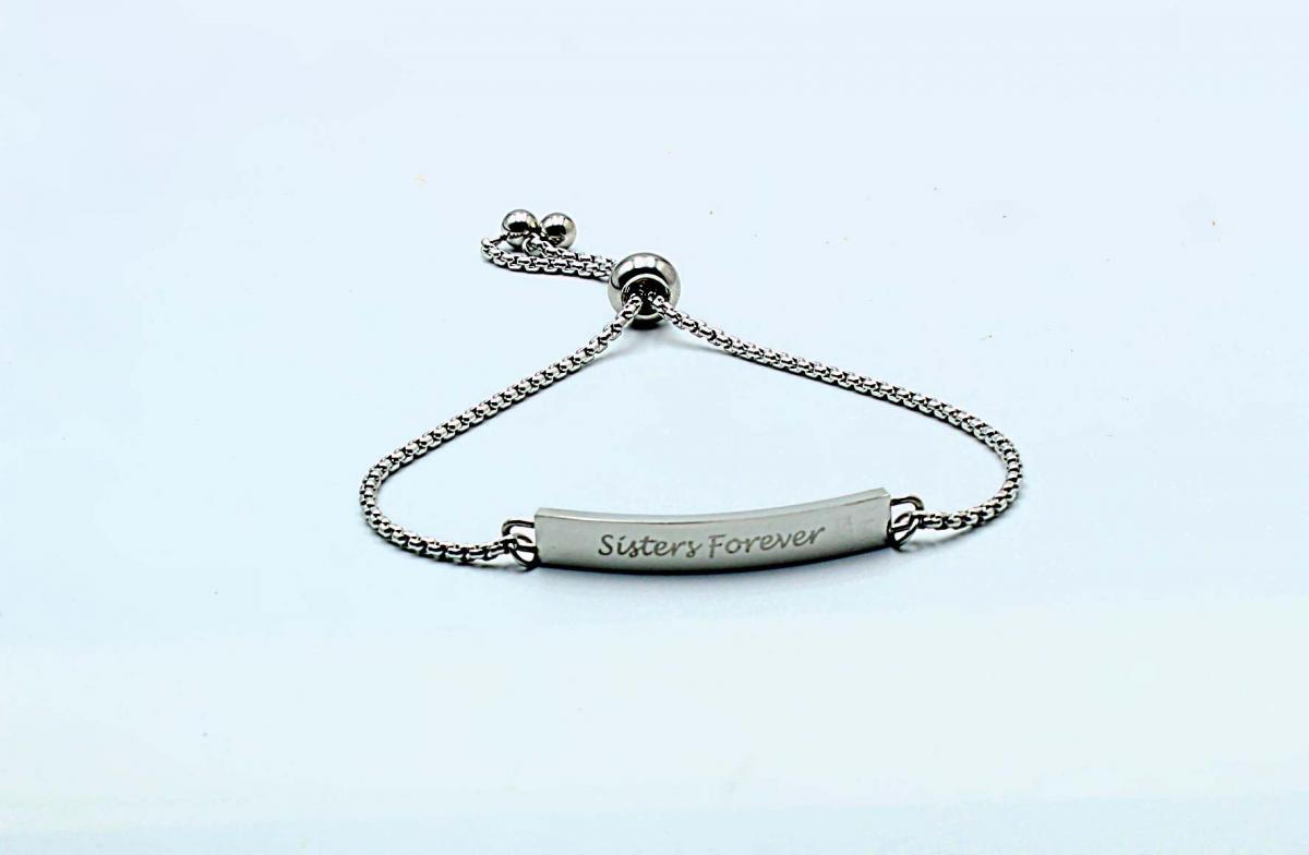 Sisters Forever Adjustable Bracelet In Stainless Steel