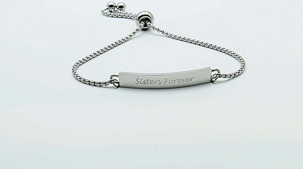 Sisters Forever Adjustable Bracelet In Stainless Steel