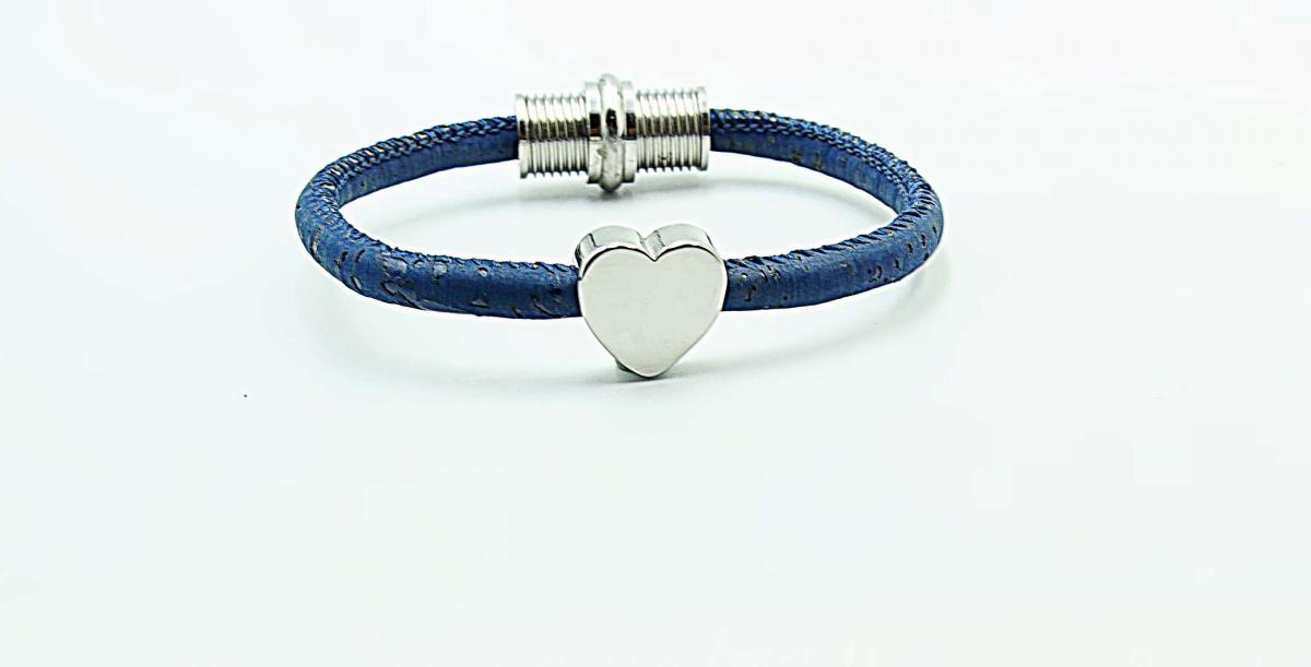 Solid Heart Cork Leather Custom Bracelet