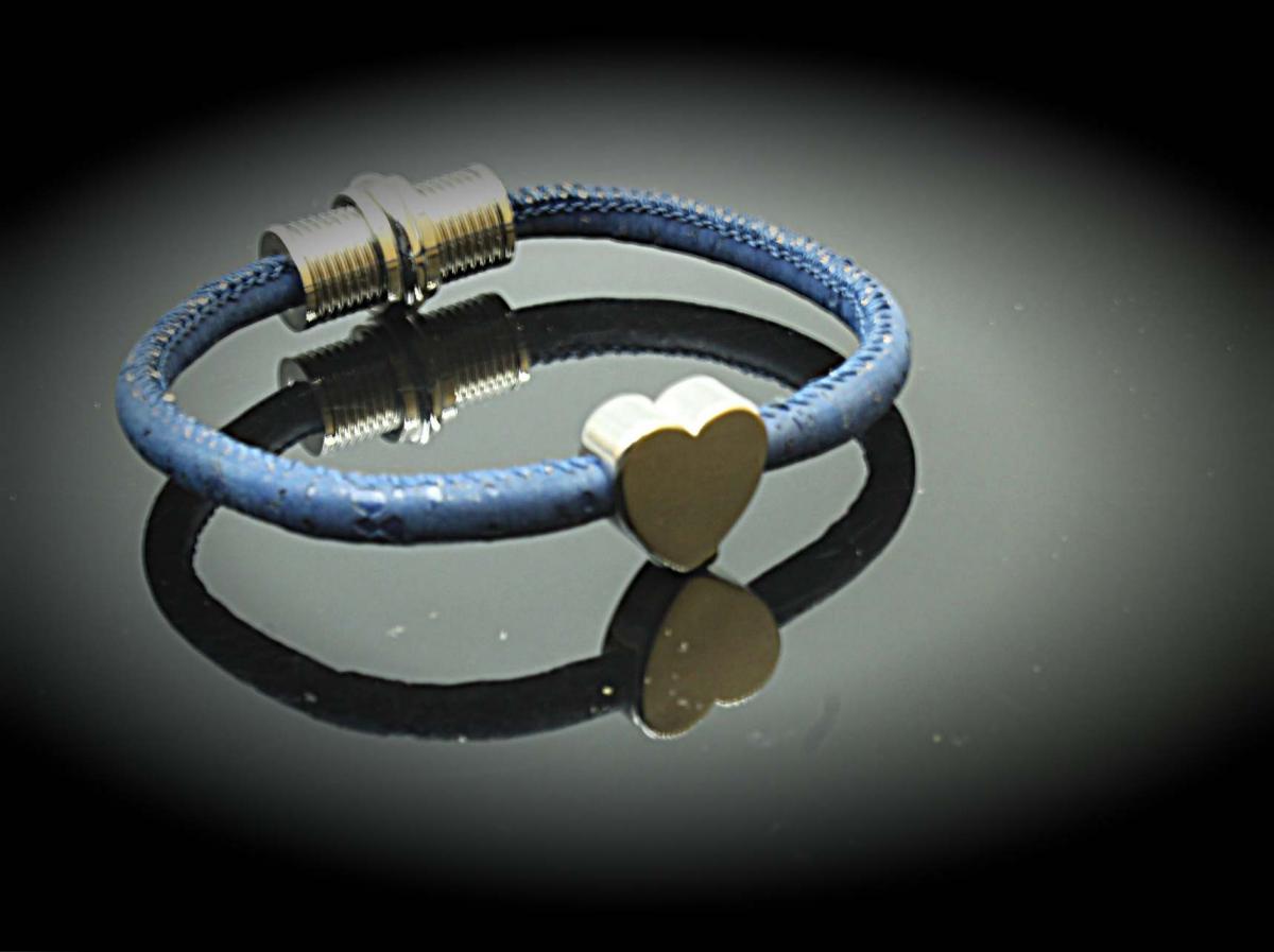 Solid Heart Cork Leather Custom Bracelet