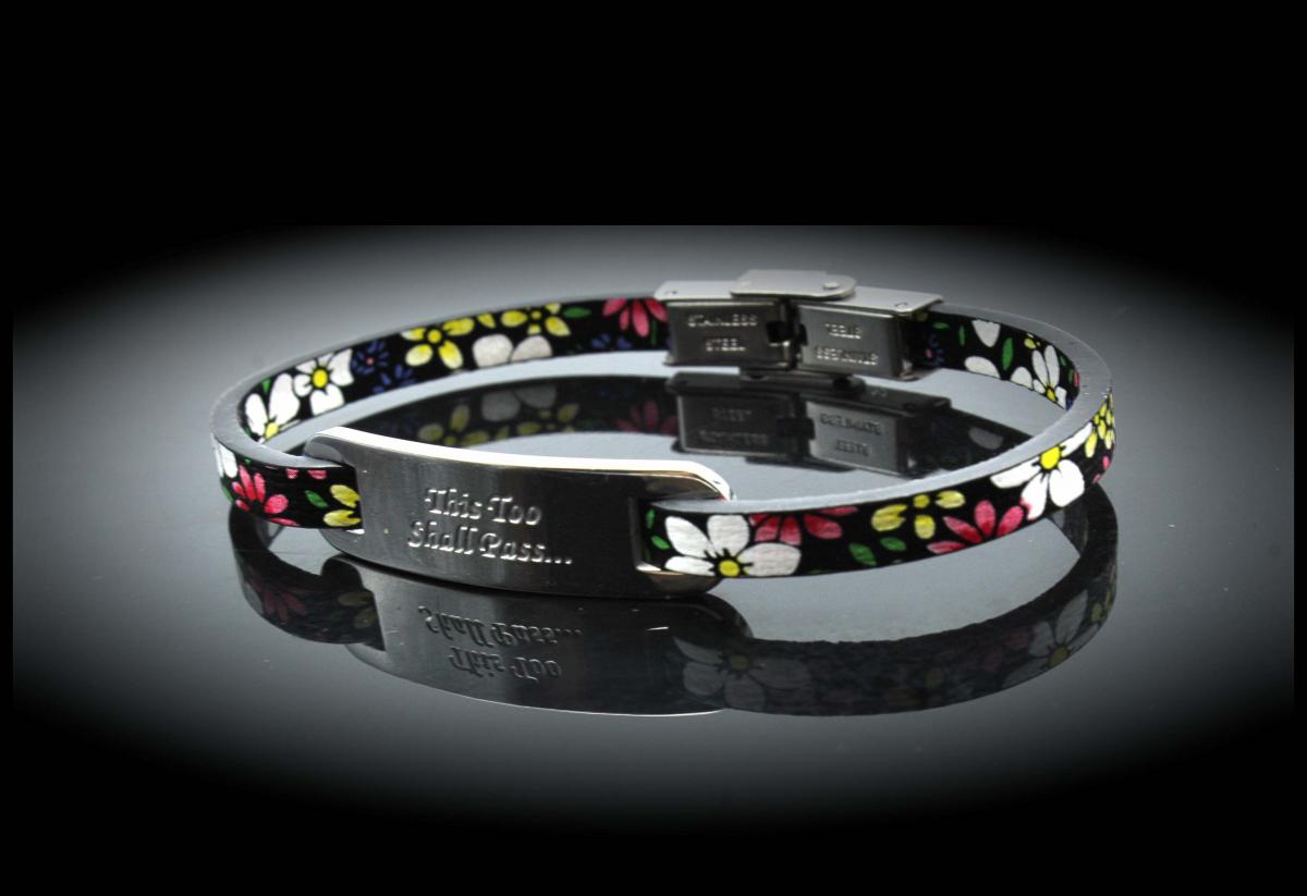 Inspirational Bracelet - Summer Flower Leather & Steel Customised.