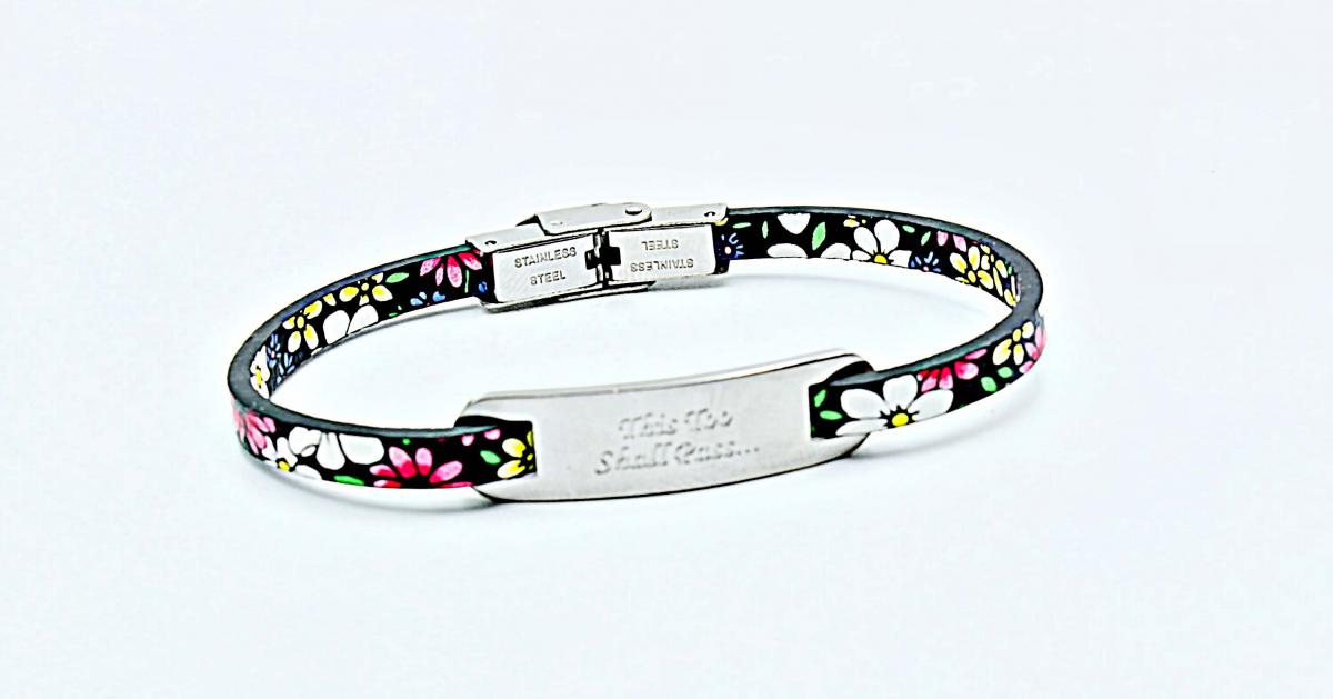 Inspirational Bracelet - Summer Flower Leather & Steel Customised.