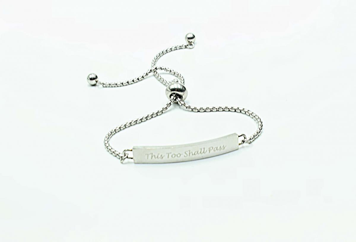 This Too Shall Pass Adjustable Bracelet In Stainless Steel