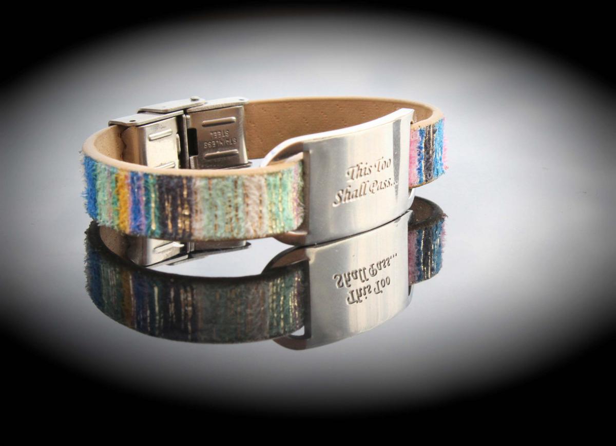 Inspirational Bracelet - Kaleidoscope Leather & Steel Customised.