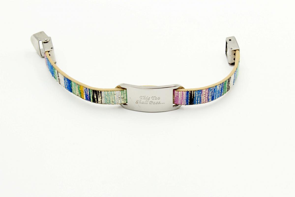 Inspirational Bracelet -Kaleidoscope Leather & Steel Customised.