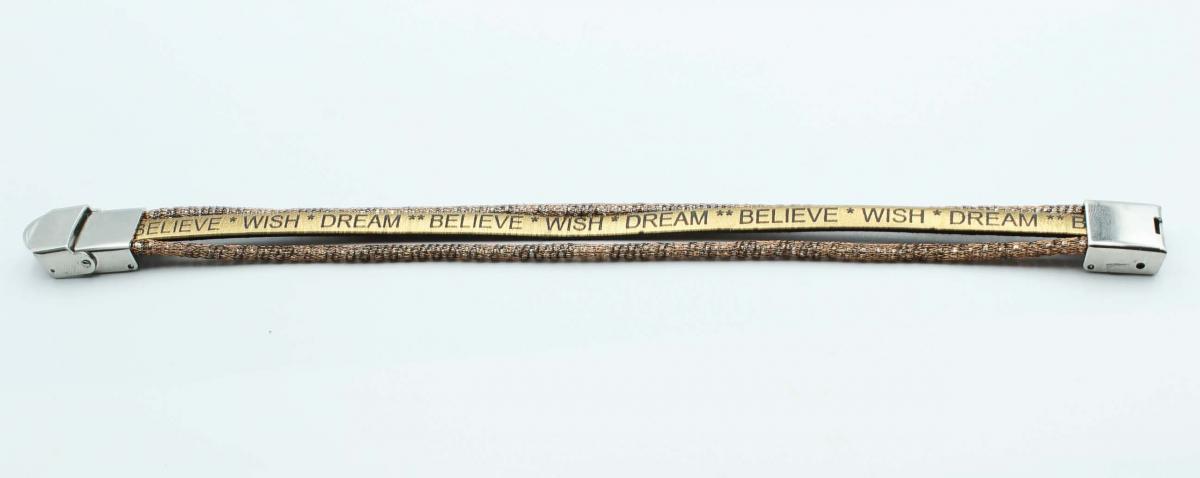 Triple Layer "Wish Dream Believe" Leather & Chain Inspiration Bracelet