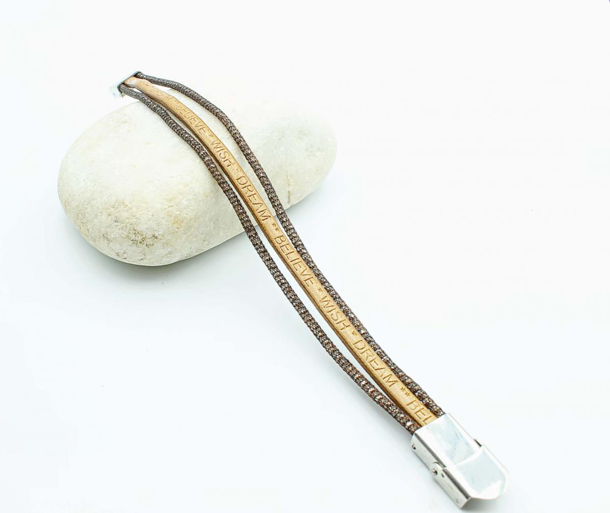 Inspirational Mantra Bracelet Triple Layer "Wish Dream Believe"