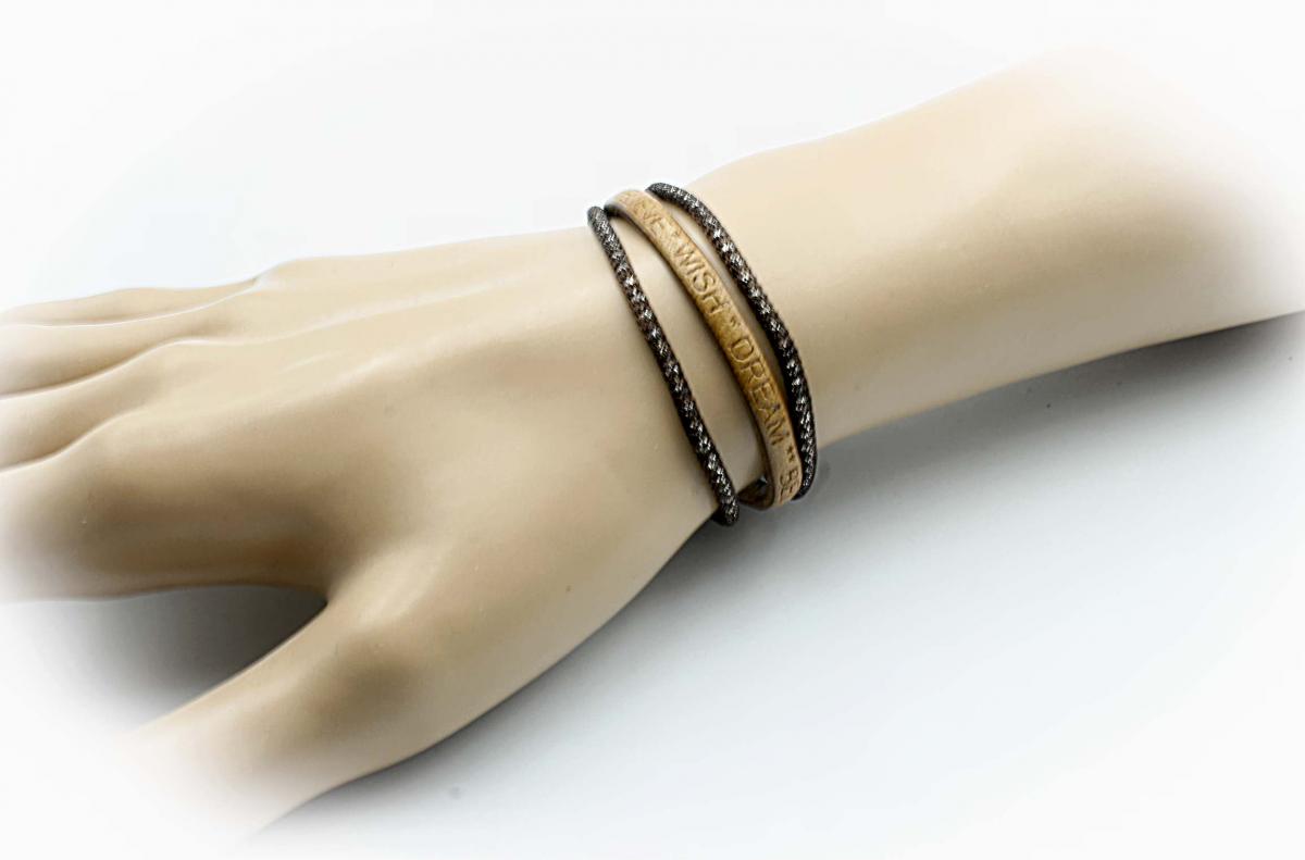 Inspirational Mantra Bracelet Triple Layer "Wish Dream Believe"