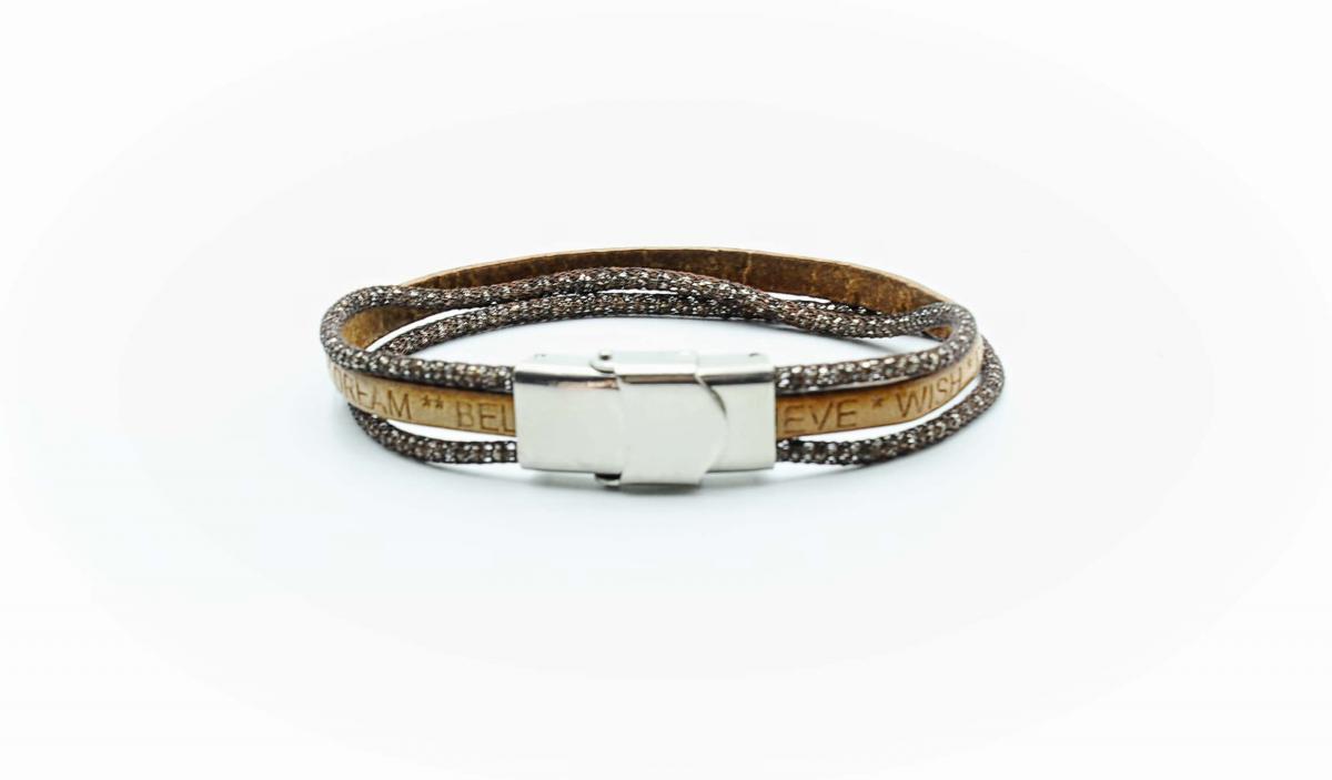 Inspirational Mantra Bracelet Triple Layer "Wish Dream Believe"