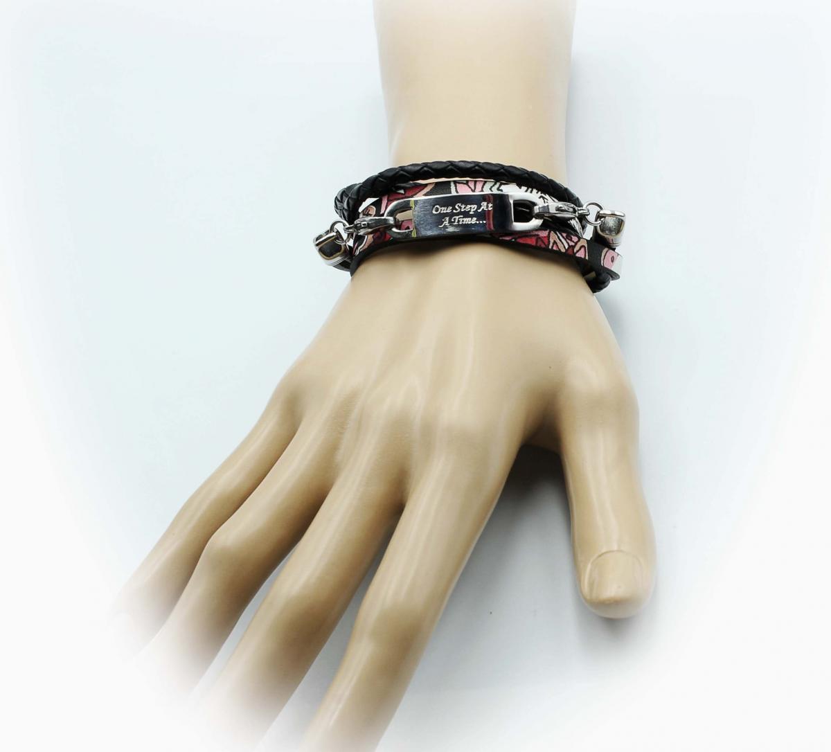 Wrap Around Double Leather Inspirational Bracelet - Customisable