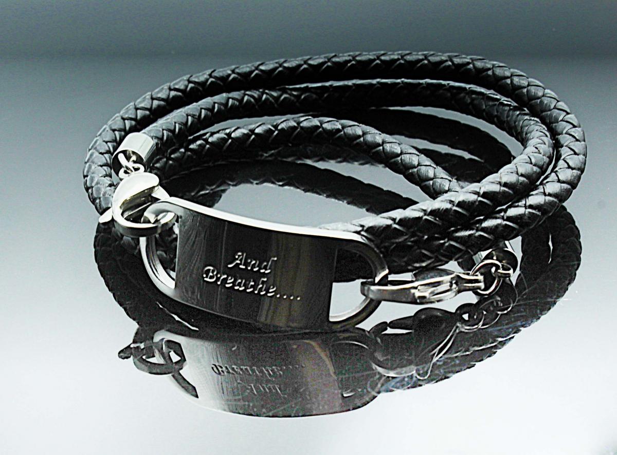 Wrap Around Braided Leather Inspirational Bracelet - Customisable